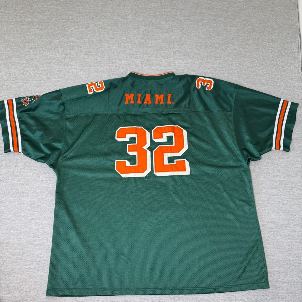 Vintage Rare Miami Hurricanes #32 Men's 4XL Colosseum Football Jersey Green NCAA - Picture 2 of 14